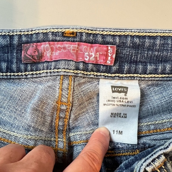 Vintage Levi's Blue Flare & Wide Leg Jeans 524 Too Super Low Size 11M - Picture 5 of 7